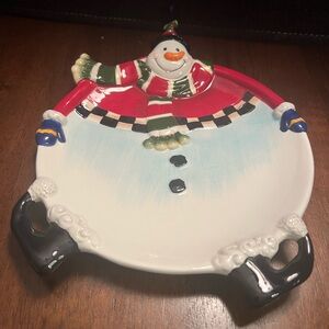 Fitz and Floyd "Sullivan the Snowman" canapé plate‎